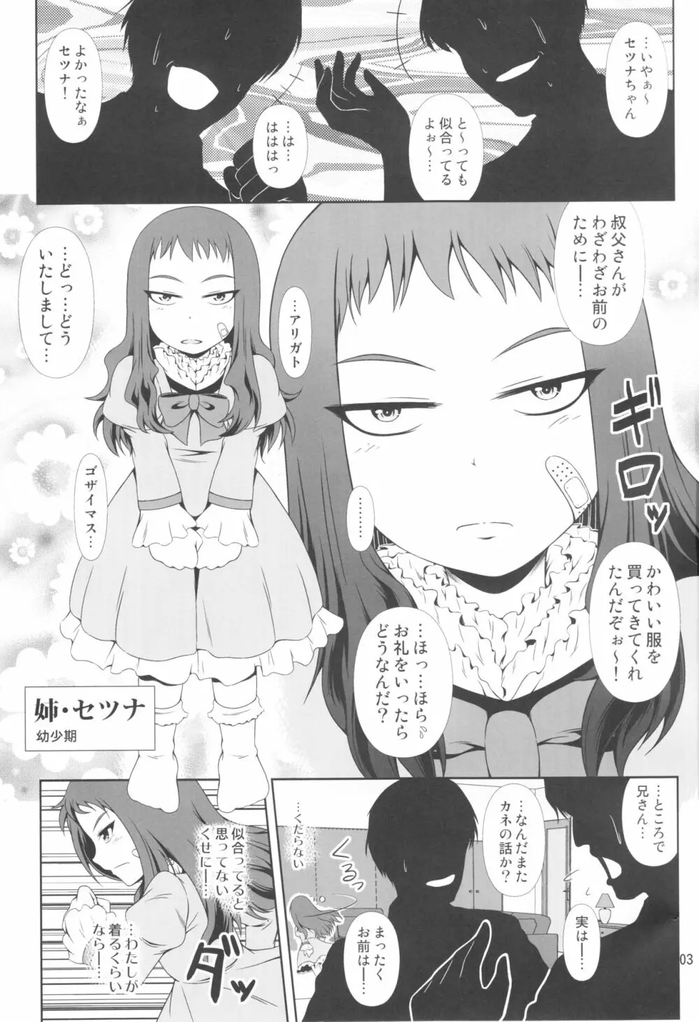 (COMIC1☆11) [Atelier Lunette (三国あつ子)] なりたいのぉ! Re--冬河家姉弟物語- Page.2