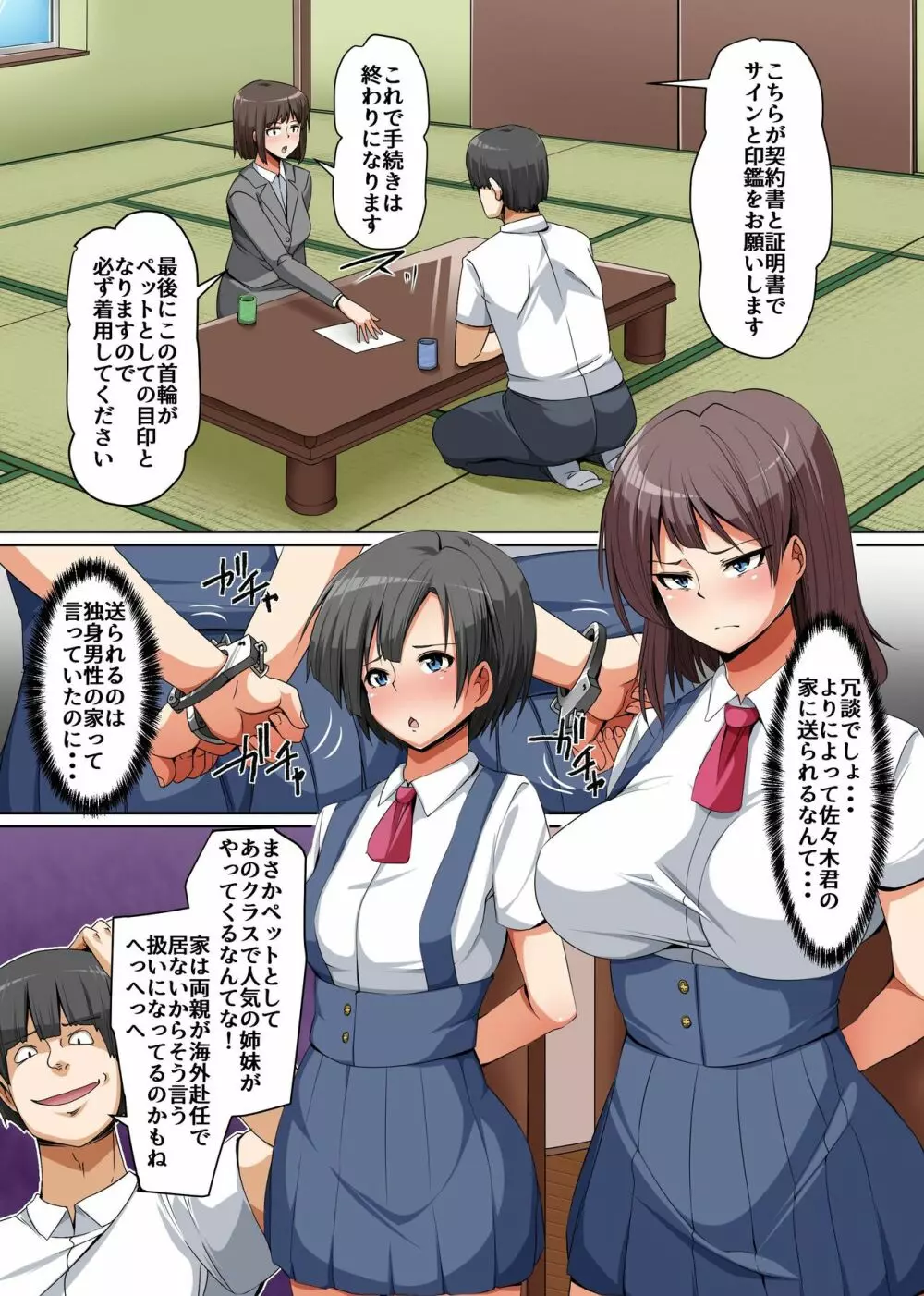 ペットとして配給された姉妹～学園のアイドル巨乳姉妹を飼育して性処理ペットとして徹底調教!～ Page.3