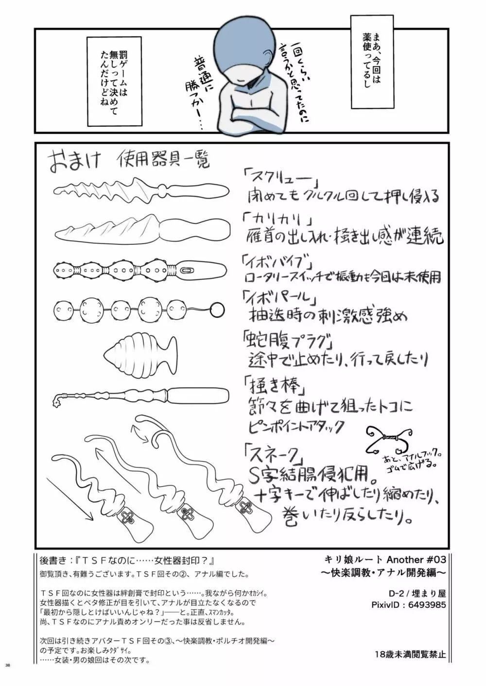 キリ娘ルート Another #03 ～快楽調教・アナル開発編～ Page.37